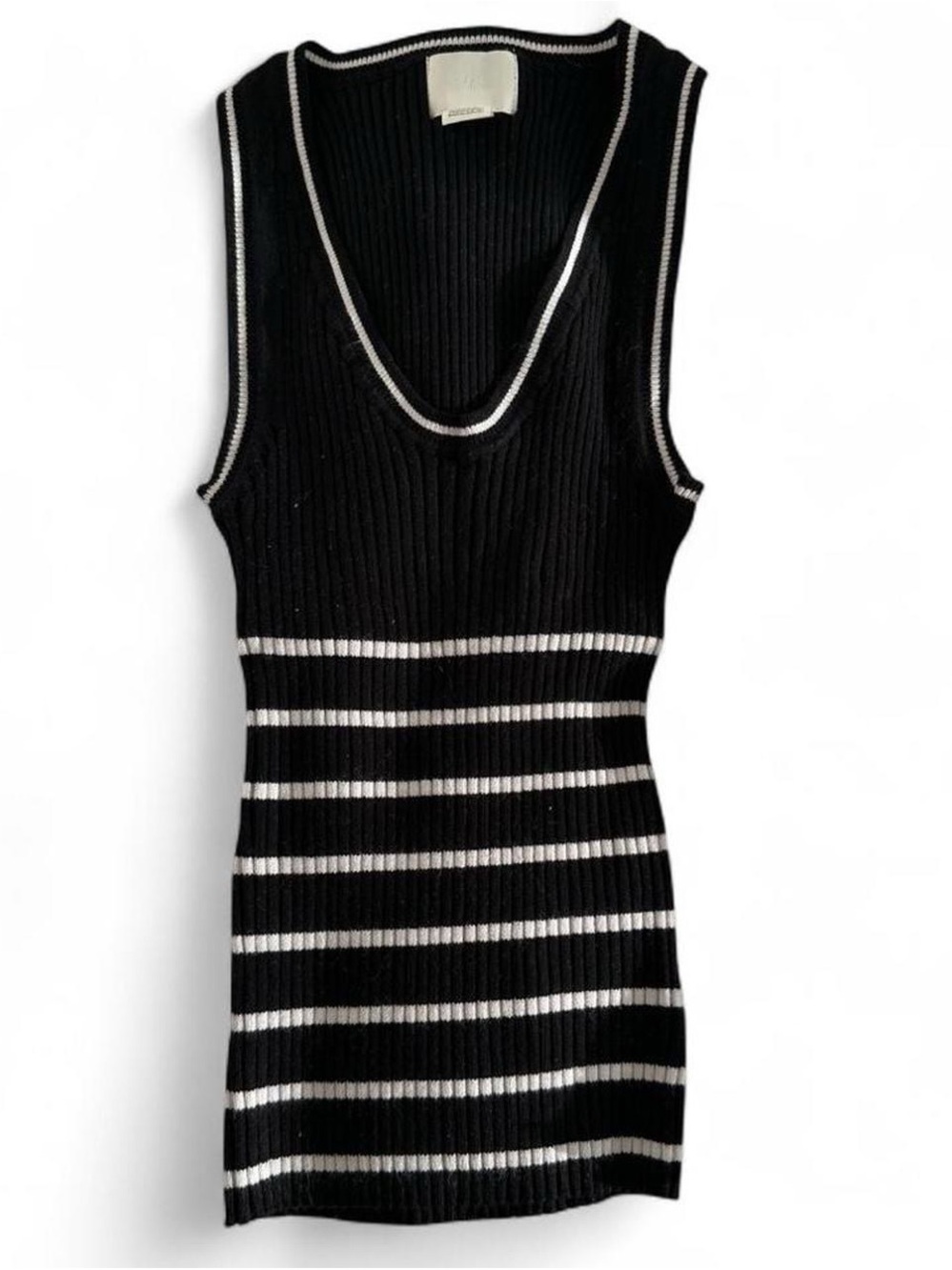 H&M Black Tank Top with White Stripes